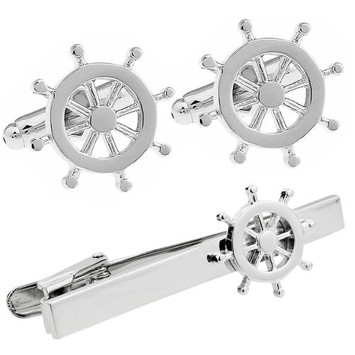 カフス ネクタイピン セット 舵 マリン カフスボタン カフリンクス タイクリップ タイピン |  | 01