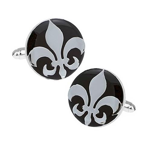 カフスボタン カフス ブラック フルール ド リス 百合の紋章 カフリンクス メンズアクセサリー |  | 01