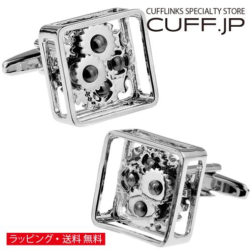 カフスボタン カフス シルバー コグ スチームパンク カフリンクス メンズアクセサリー | 
