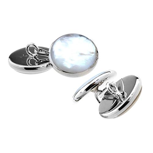 カフスボタン カフス シルバー シェル ダブルフェイス カフリンクス