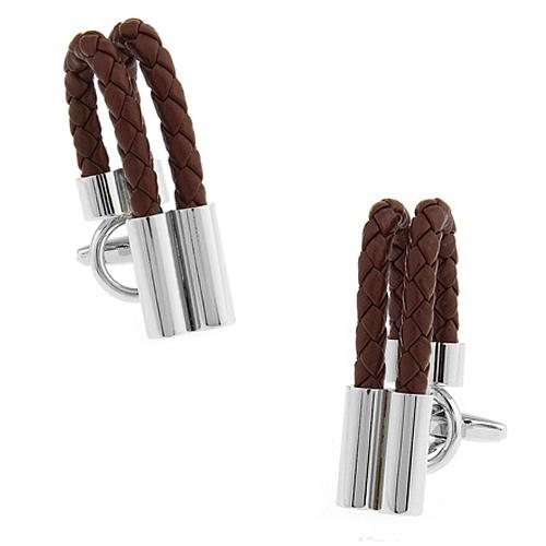 カフスボタン カフス ブラウン レザー ラップアラウンド カフリンクス メンズアクセサリー |  | 01