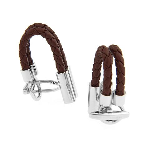 カフスボタン カフス ブラウン レザー ラップアラウンド カフリンクス メンズアクセサリー |  | 03