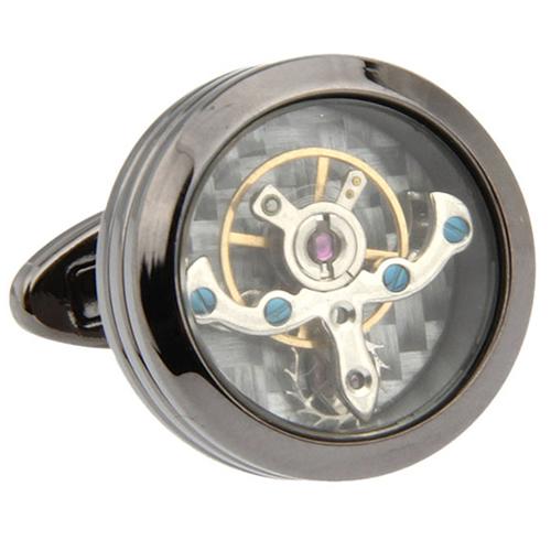 カフスボタン カフス ブラック スチームパンク 時計 ムーブメント コグ カフリンクス メンズアクセサリー |  | 01