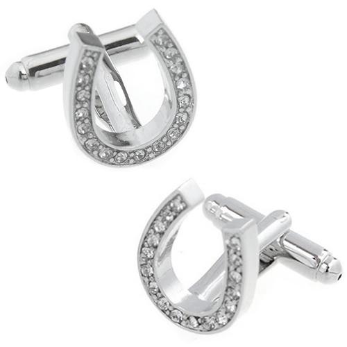 カフスボタン カフス シルバー クリスタル ホースシュー 馬蹄 蹄鉄 カフリンクス メンズアクセサリー |  | 01