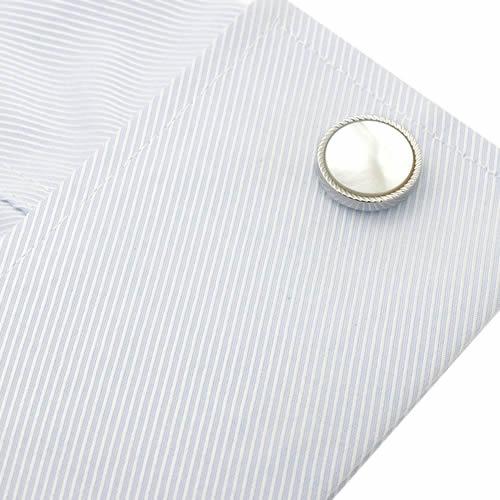 カフスボタン スタッドボタン セット シルバー リブ マザーオブパール カフス スタッズセット |  | 04