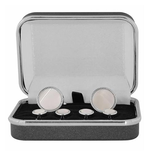 カフスボタン スタッドボタン セット シルバー リブ マザーオブパール カフス スタッズセット |  | 06