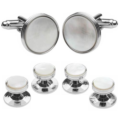 カフスボタン スタッドボタン セット シルバー ライン