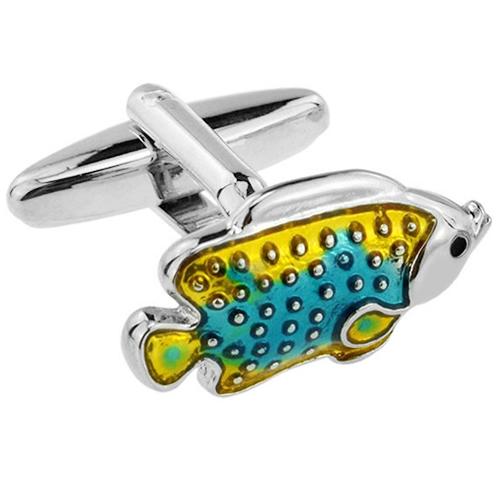 カフスボタン カフス ブルー イエロー 熱帯魚 トロピカル フィッシュ 魚 カフリンクス メンズアクセサリー |  | 02