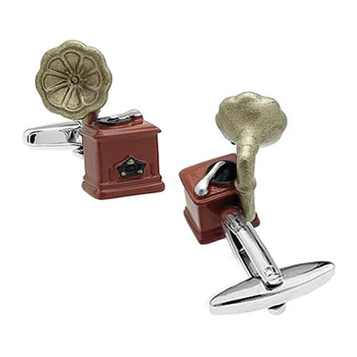 カフスボタン カフス レコードプレーヤー 蓄音器 カフリンクス メンズアクセサリー |  | 02