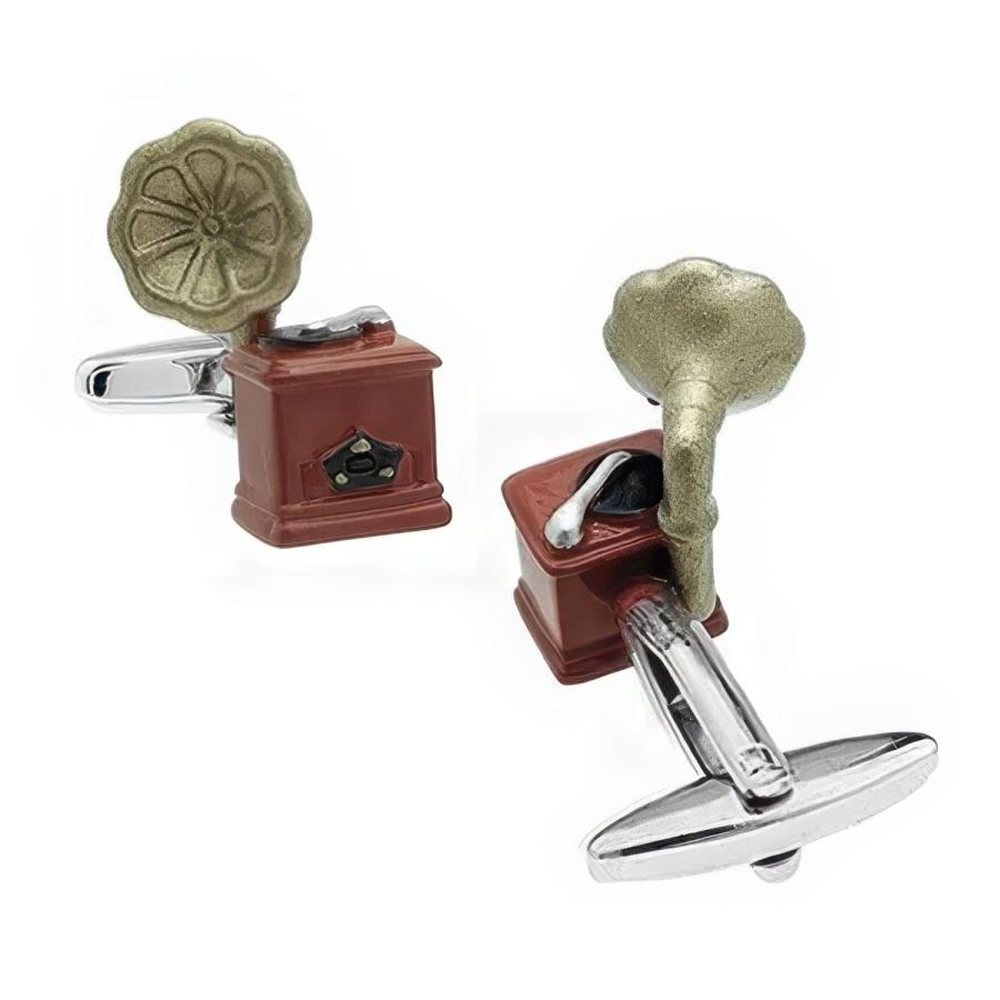 カフスボタン カフス レコードプレーヤー 蓄音器 カフリンクス メンズアクセサリー |  | 03