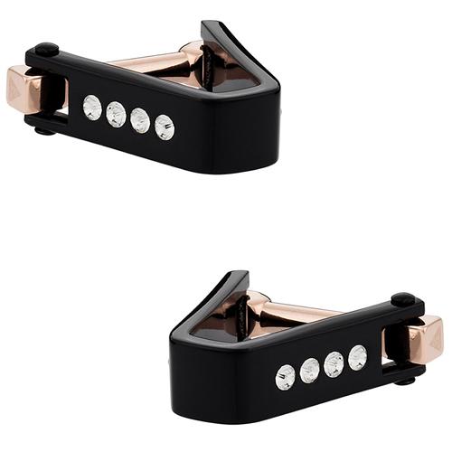 カフスボタン カフス ブラック Vシェイプ クリスタル ラップアラウンド カフリンクス メンズアクセサリー |  | 01