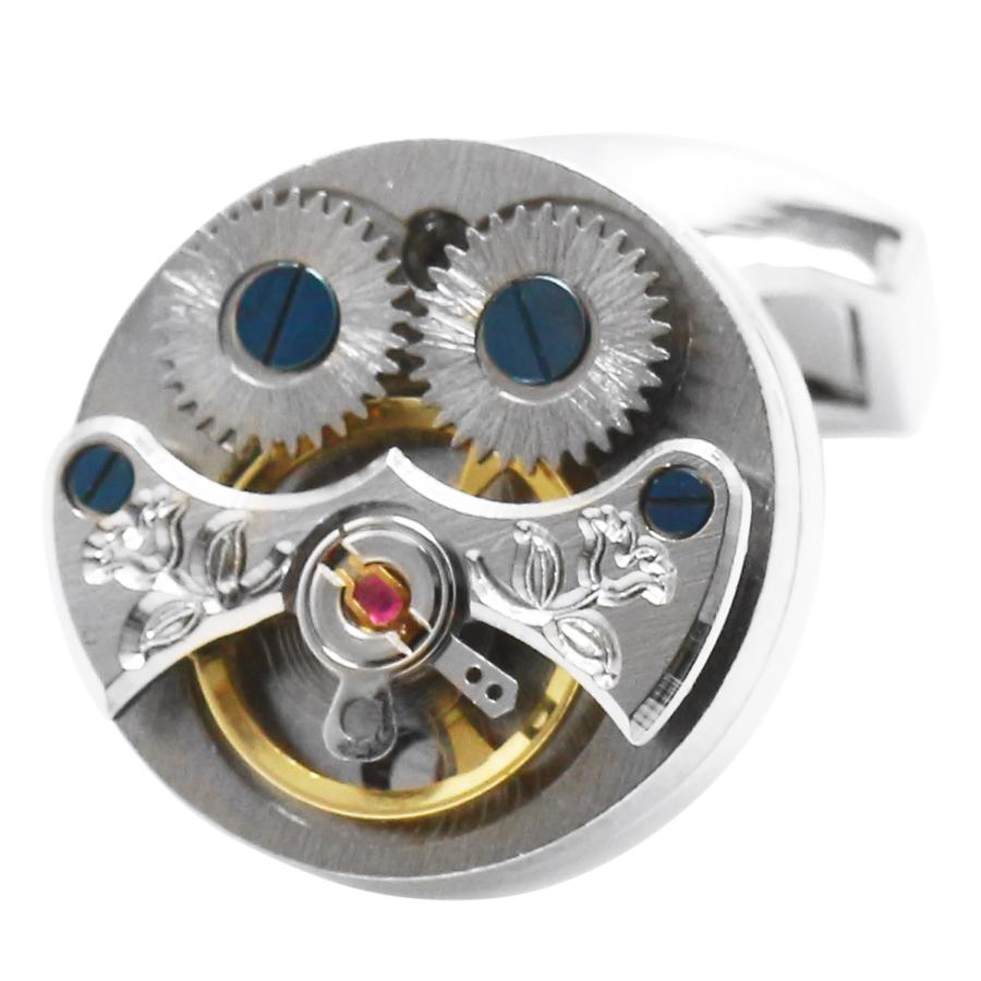 カフスボタン カフス シルバー スチームパンク 時計 ムーブメント ギア カフリンクス メンズアクセサリー |  | 02