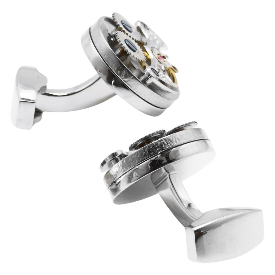 カフスボタン カフス シルバー スチームパンク 時計 ムーブメント ギア カフリンクス メンズアクセサリー |  | 03