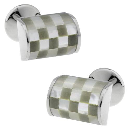 カフスボタン カフス ナチュラルカラー シェル チェック カービング カフリンクス メンズアクセサリー |  | 01