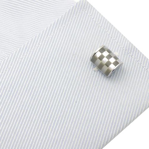 カフスボタン カフス ナチュラルカラー シェル チェック カービング カフリンクス メンズアクセサリー |  | 04