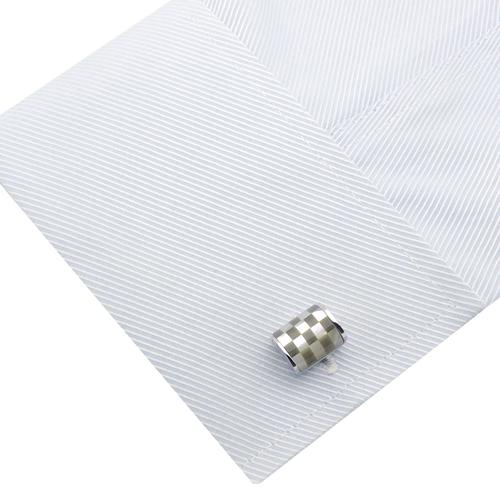 カフスボタン カフス ナチュラルカラー シェル チェック カービング カフリンクス メンズアクセサリー |  | 05