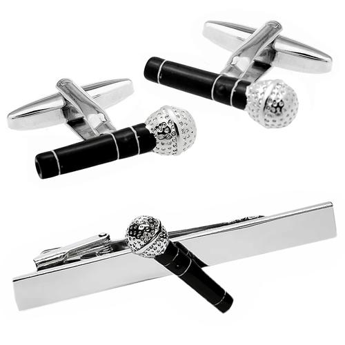 カフス ネクタイピン セット シルバー ブラック マイク カフスボタン カフリンクス タイクリップ タイピン |  | 01