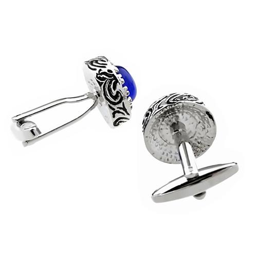 カフスボタン カフス ブルー ストーン フォリッジ ラウンド カフリンクス メンズアクセサリー |  | 03