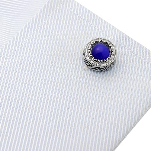 カフスボタン カフス ブルー ストーン フォリッジ ラウンド カフリンクス メンズアクセサリー |  | 04