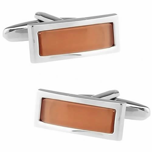 カフスボタン カフス オレンジ キャッツアイ スリム レクタングル カフリンクス メンズアクセサリー |  | 01