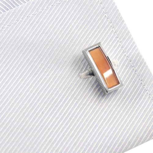 カフスボタン カフス オレンジ キャッツアイ スリム レクタングル カフリンクス メンズアクセサリー |  | 05