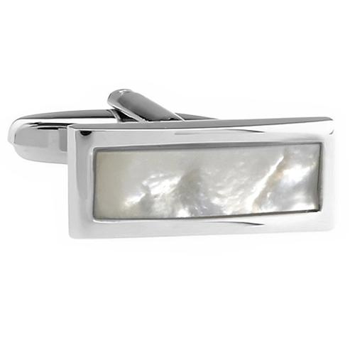 カフスボタン カフス ホワイト シェル スリム レクタングル カフリンクス メンズアクセサリー |  | 02