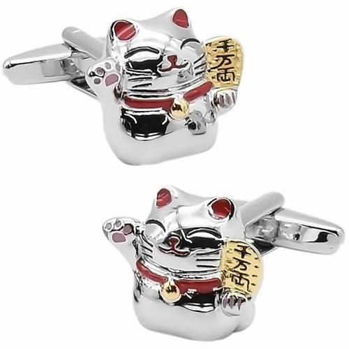 カフスボタン カフス シルバー 招き猫 カフリンクス メンズアクセサリー |  | 01