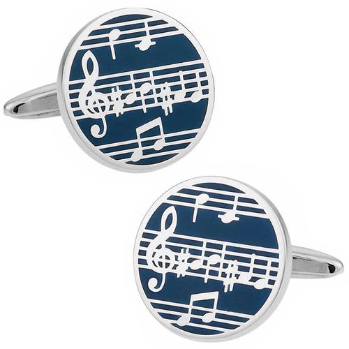カフスボタン カフス ネイビー 音符 ト音記号 楽譜 カフリンクス メンズアクセサリー |  | 01