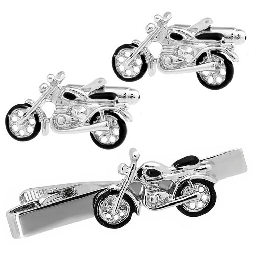 カフス ネクタイピン セット シルバー ブラック バイク カフスボタン カフリンクス タイクリップ タイピン |  | 01