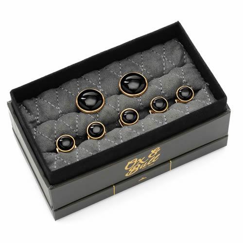 カフスボタン スタッドボタン セット ゴールド オニキス カフス
