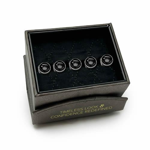 スタッドボタン シルバー オニキス Ox & Bull Trading Co