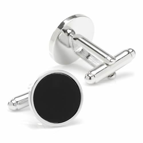 カフスボタン カフス ラウンド シルバー オニキス カフリンクス Ox