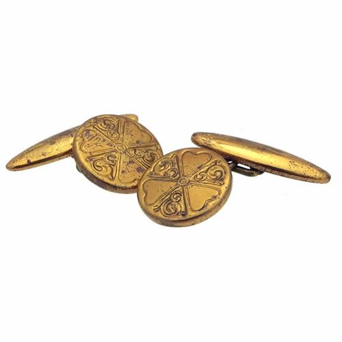 アンティーク カフス カフスボタン ゴールド クローバー #1592 カフリンクス |  | 01