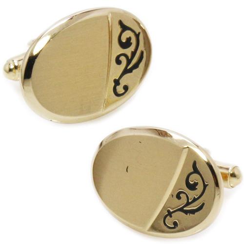 アンティーク カフス カフスボタン ツタ模様 ゴールド オーバル #1762 カフリンクス |  | 01