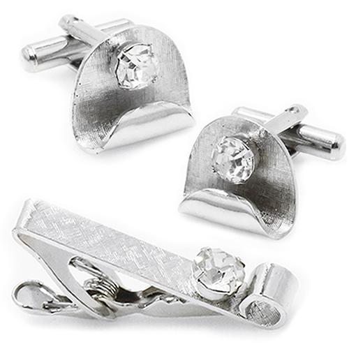 アンティーク カフス タイピン セット シルバー クリスタル #1765 カフスボタン カフリンクスタイバー タイクリップ |  | 01