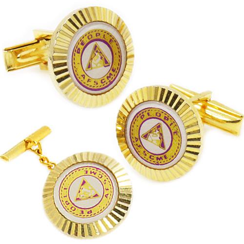 アンティーク カフス ピンズ セット ゴールド AFSCME People #1766 カフスボタン カフリンクス |  | 01