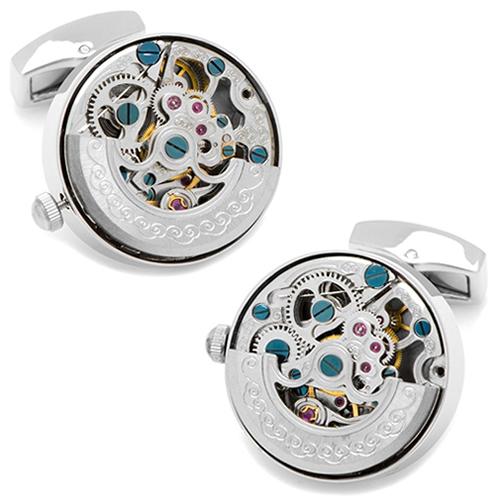 カフス カフスボタン 時計 ムーブメント シルバー キネティック カフリンクス Ox & Bull Trading Co |  | 01