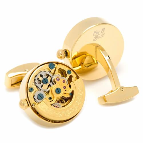 カフス カフスボタン 時計 ムーブメント ゴールド ステンレス キネティック カフリンクス Ox & Bull Trading Co |  | 04