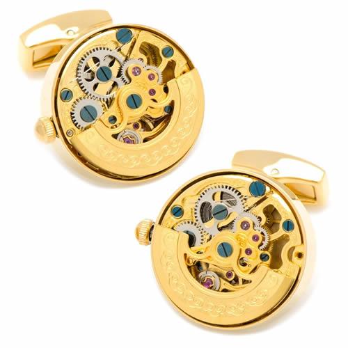 カフス カフスボタン 時計 ムーブメント ゴールド ステンレス キネティック カフリンクス Ox & Bull Trading Co |  | 01
