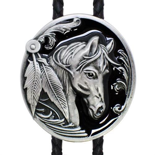 ループタイ ポーラータイ ウエスタン ネイティブアメリカン風 黒馬 ネックレス ポロタイ ボロタイ |  | 01