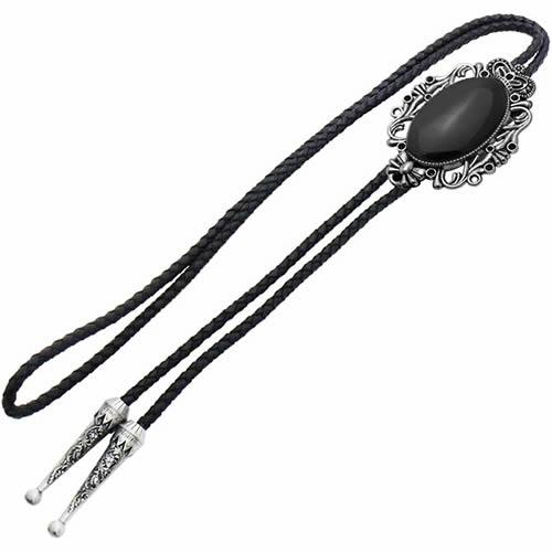 ループタイ ポーラータイ ブラック クラウン オーバル ストーン ポロタイ ボロタイ ネックレス |  | 01