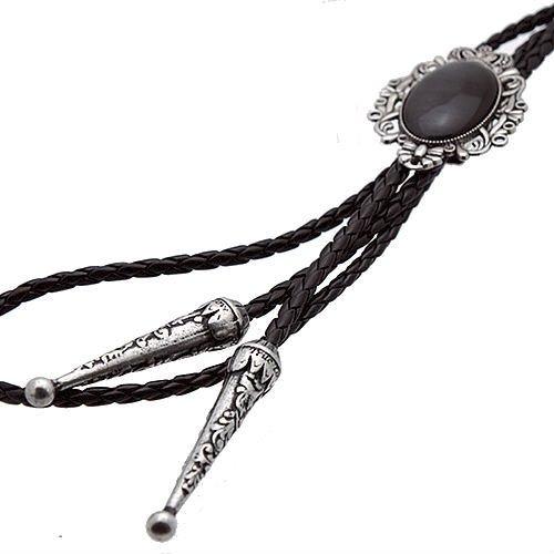 ループタイ ポーラータイ ブラック クラウン オーバル ストーン ポロタイ ボロタイ ネックレス |  | 04