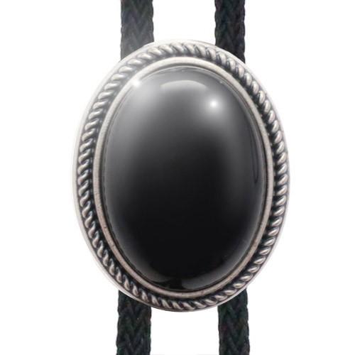 ループタイ ポーラータイ ブラック オーバル ストーン 黒曜石 ポロタイ ボロタイ ネックレス |  | 01