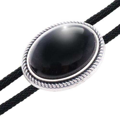 ループタイ ポーラータイ ブラック オーバル ストーン 黒曜石 ポロタイ ボロタイ ネックレス |  | 02