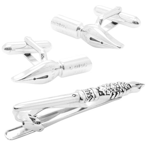 SWANK 万年筆 ネクタイピン カフスボタン カフリンクス セット SWANK スワンク カフス ネクタイピン セット シルバー ペン ニブ