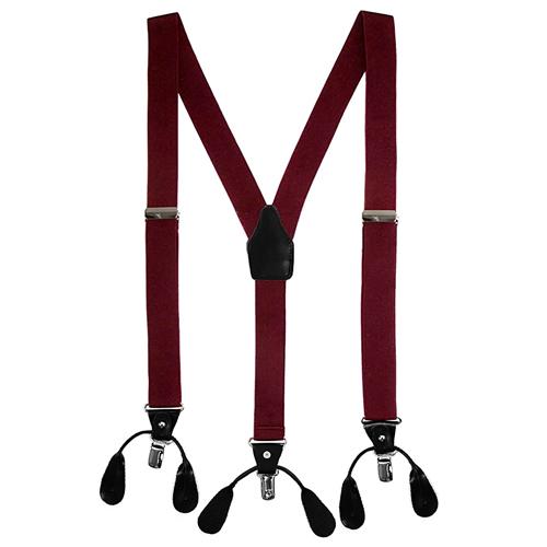サスペンダー 無地 バーガンディ クリップ ボタン 兼用 2WAY |  | 01