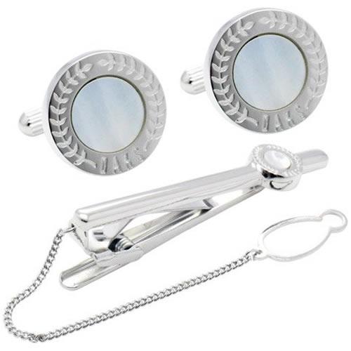 ダックス DAKS カフスボタン ネクタイピン セット シルバー ラウンド シェル 白蝶貝 カフス カフリンクス タイバー タイクリップ |  | 01