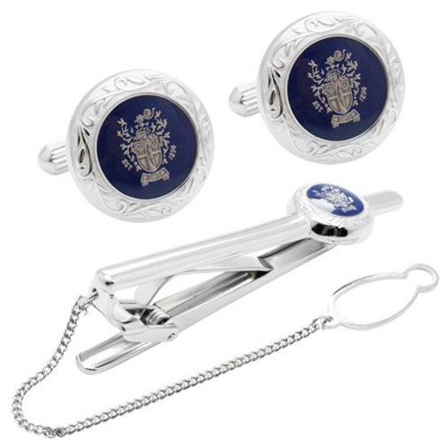 ダックス DAKS カフスボタン ネクタイピン セット シルバー ラウンド ネイビー 紋章 カフス カフリンクス タイバー タイクリップ |  | 01
