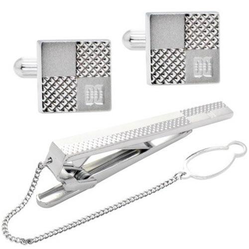 ダックス DAKS カフスボタン ネクタイピン セット シルバー エンボス チェック  カフス カフリンクス タイバー タイクリップ |  | 01