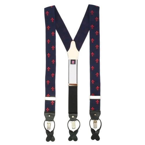 アルバートサーストン サスペンダー ネイビー レッド アイリス柄